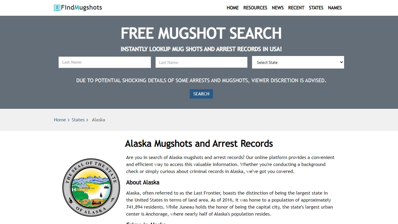 Find Alaska Mugshots - Find Mugshots